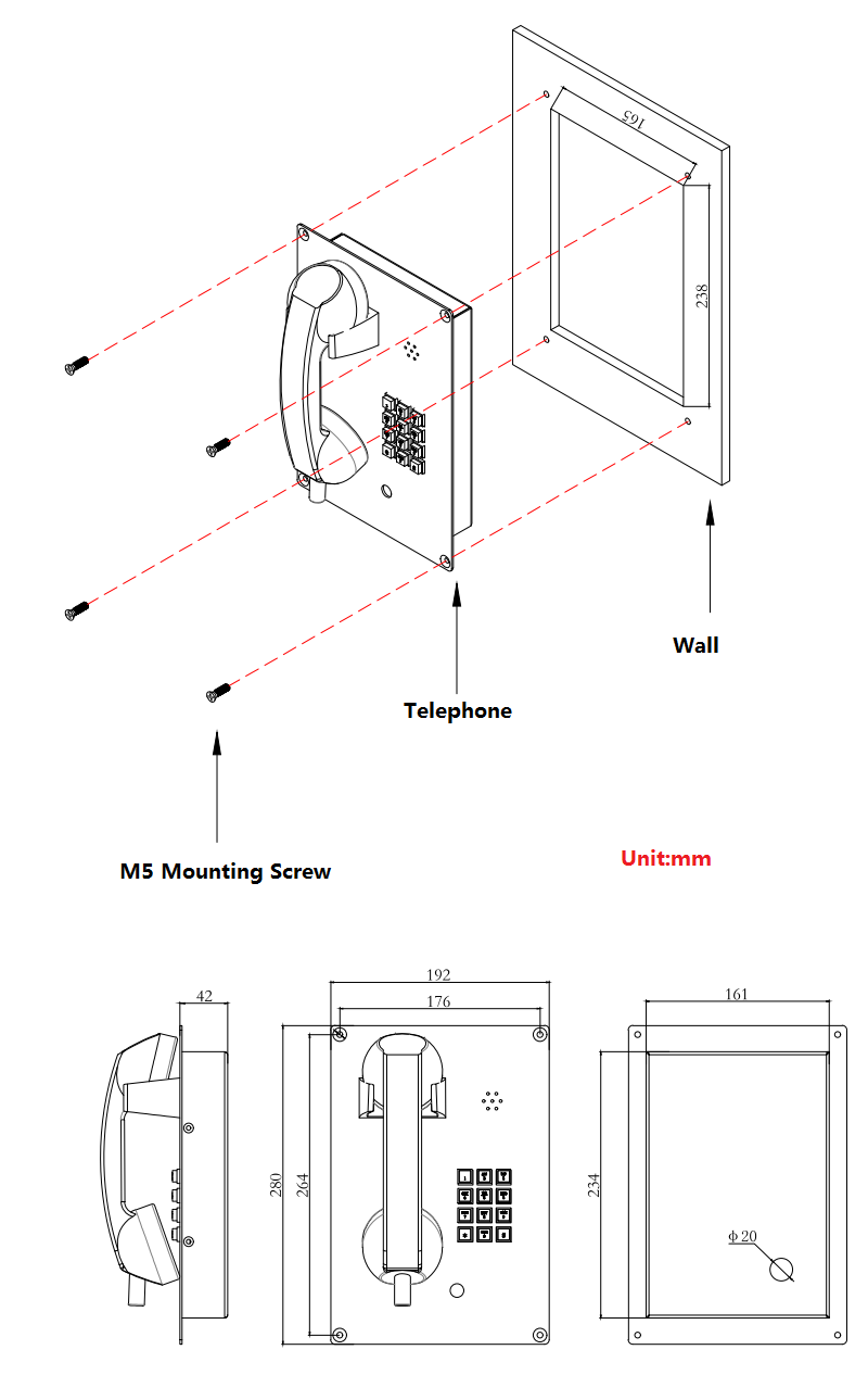 Public emergency telephone size
